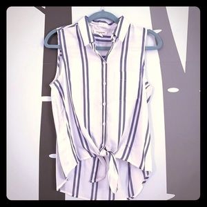 NWOT! Striped Button Down Tie Waist Shirt by Beach Lunch Lounge. Size SP